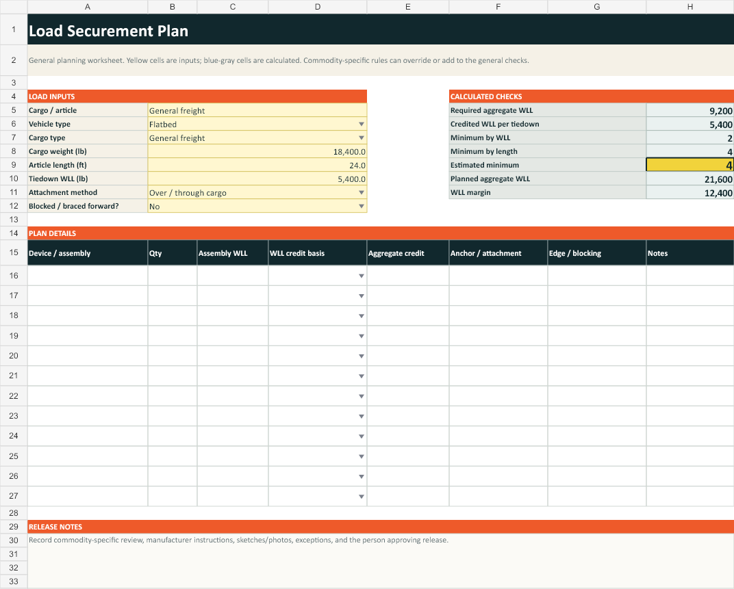 Cargo securement operations workbook preview
